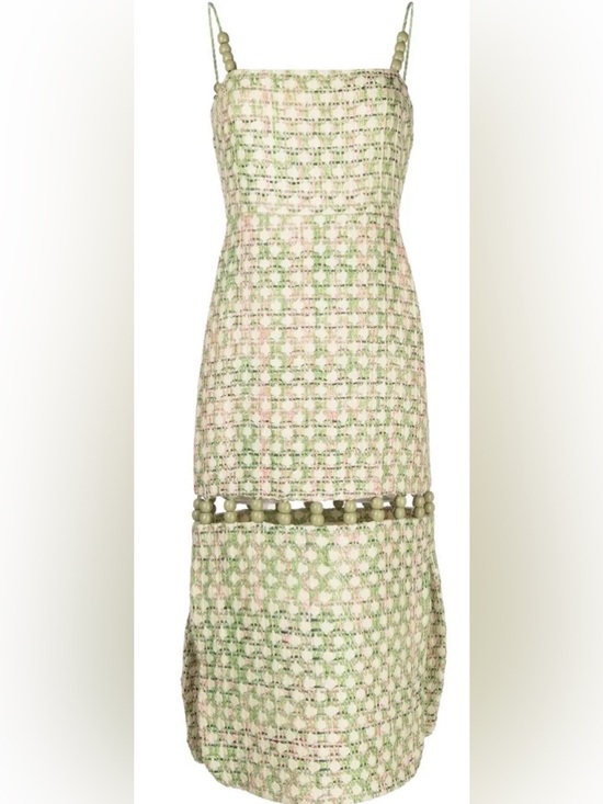 Alexis Dresses & Skirts - Alexis Sleeveless Tweed Midi Dress in Light Green and Pink